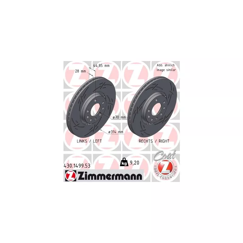 Jeu de 2 disques de frein avant ZIMMERMANN 430.1499.53