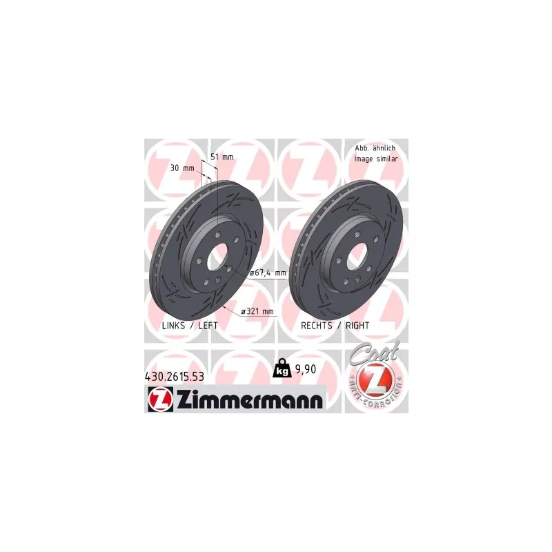 Jeu de 2 disques de frein avant ZIMMERMANN 430.2615.53