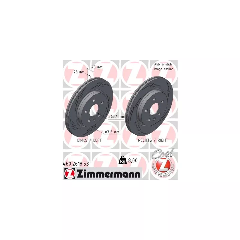 Jeu de 2 disques de frein arrière ZIMMERMANN 430.2618.53