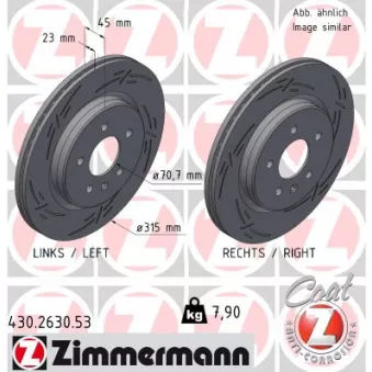 Jeu de 2 disques de frein arrière ZIMMERMANN 430.2630.53