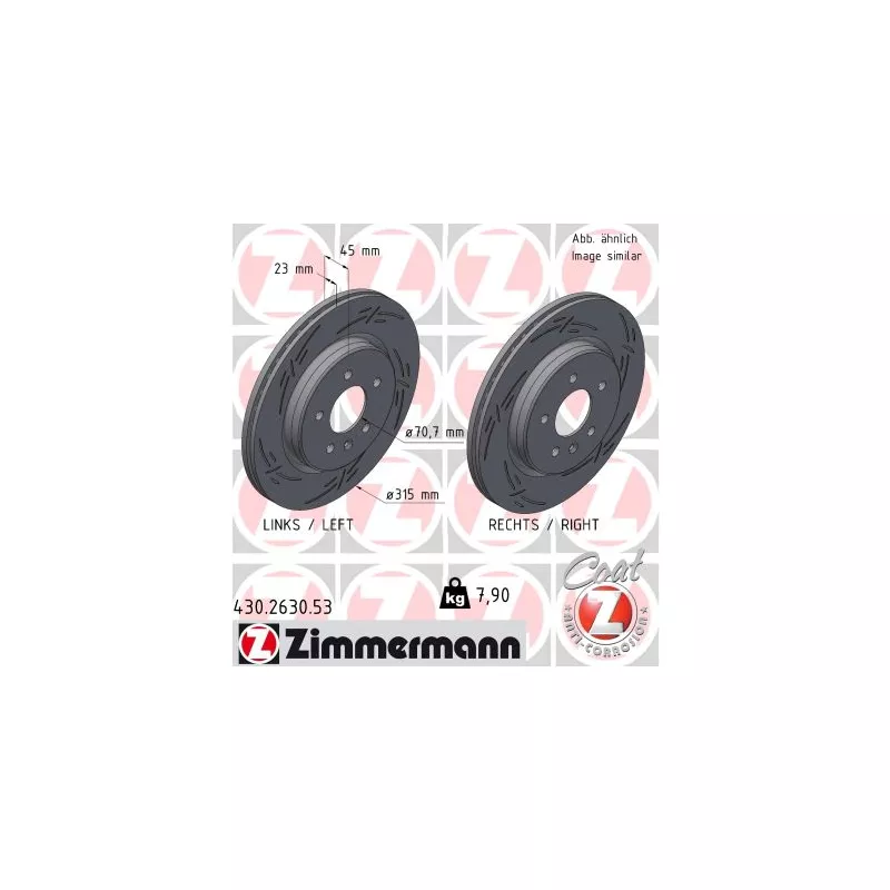 Jeu de 2 disques de frein arrière ZIMMERMANN 430.2630.53