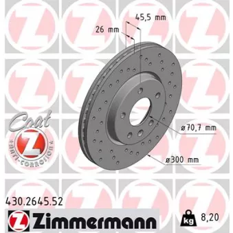 Jeu de 2 disques de frein avant ZIMMERMANN 430.2645.52