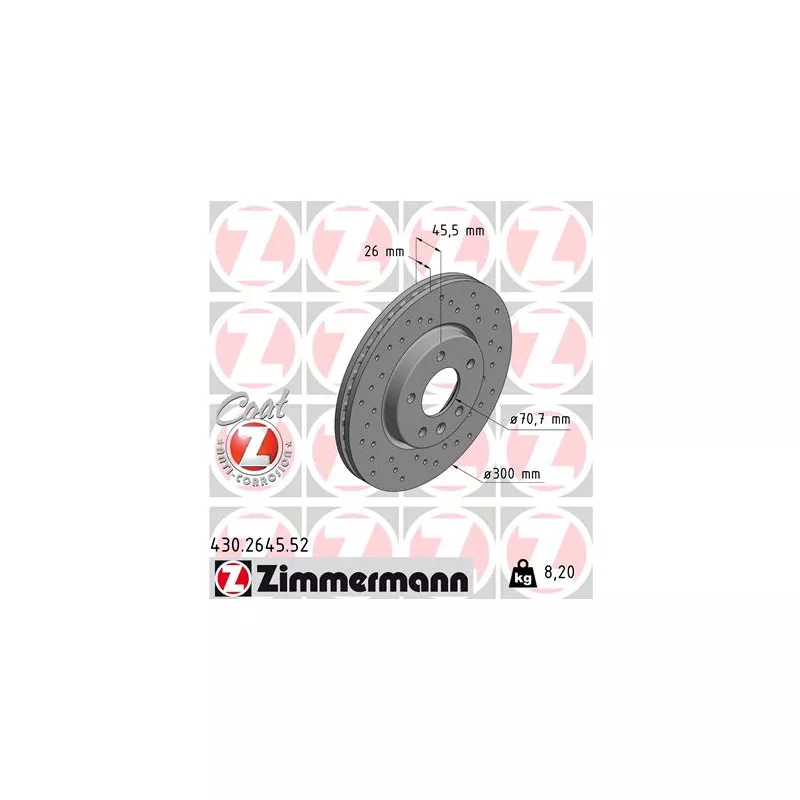 Jeu de 2 disques de frein avant ZIMMERMANN 430.2645.52