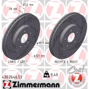 Jeu de 2 disques de frein avant ZIMMERMANN 430.2646.53