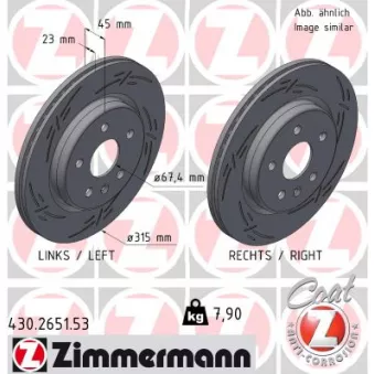 Jeu de 2 disques de frein arrière ZIMMERMANN 430.2651.53