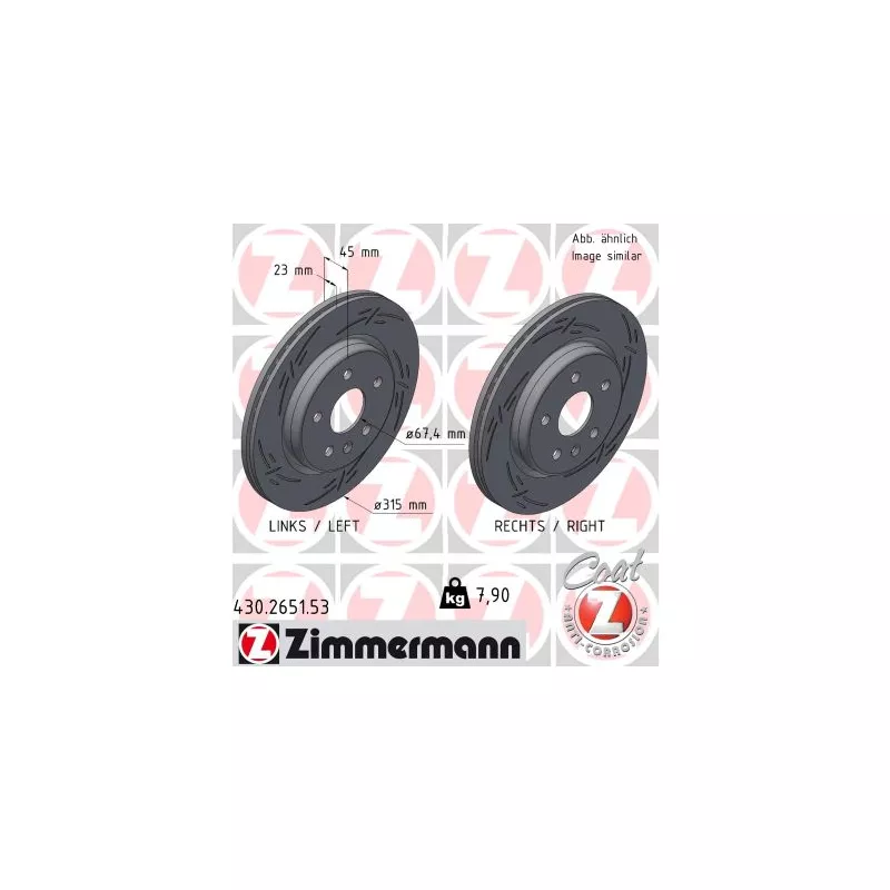 Jeu de 2 disques de frein arrière ZIMMERMANN 430.2651.53