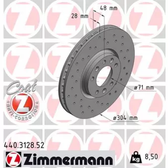 Jeu de 2 disques de frein avant ZIMMERMANN 440.3128.52
