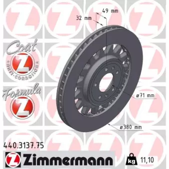 Disque de frein arrière gauche ZIMMERMANN 440.3137.75