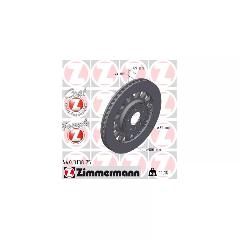 Disque de frein arrière droit ZIMMERMANN 440.3138.75