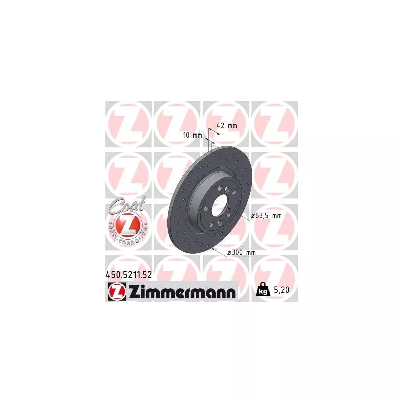 Jeu de 2 disques de frein arrière ZIMMERMANN 450.5211.52