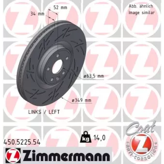 Disque de frein arrière gauche ZIMMERMANN 450.5225.54