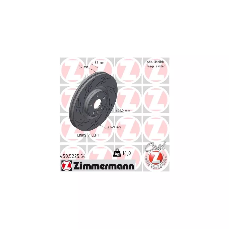 Disque de frein arrière gauche ZIMMERMANN 450.5225.54
