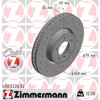 Jeu de 2 disques de frein avant ZIMMERMANN 450.5226.52