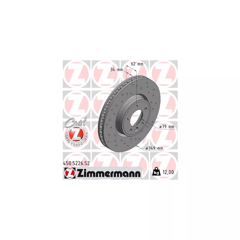 Jeu de 2 disques de frein avant ZIMMERMANN 450.5226.52