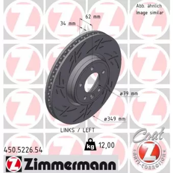 Disque de frein arrière gauche ZIMMERMANN 450.5226.54
