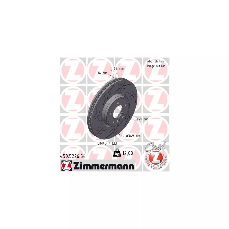 Disque de frein arrière gauche ZIMMERMANN 450.5226.54