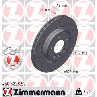 Jeu de 2 disques de frein arrière ZIMMERMANN 450.5228.52