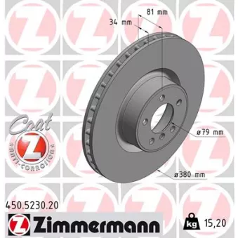 Jeu de 2 disques de frein avant ZIMMERMANN 450.5230.20