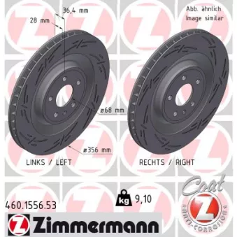 Jeu de 2 disques de frein arrière ZIMMERMANN 460.1556.53