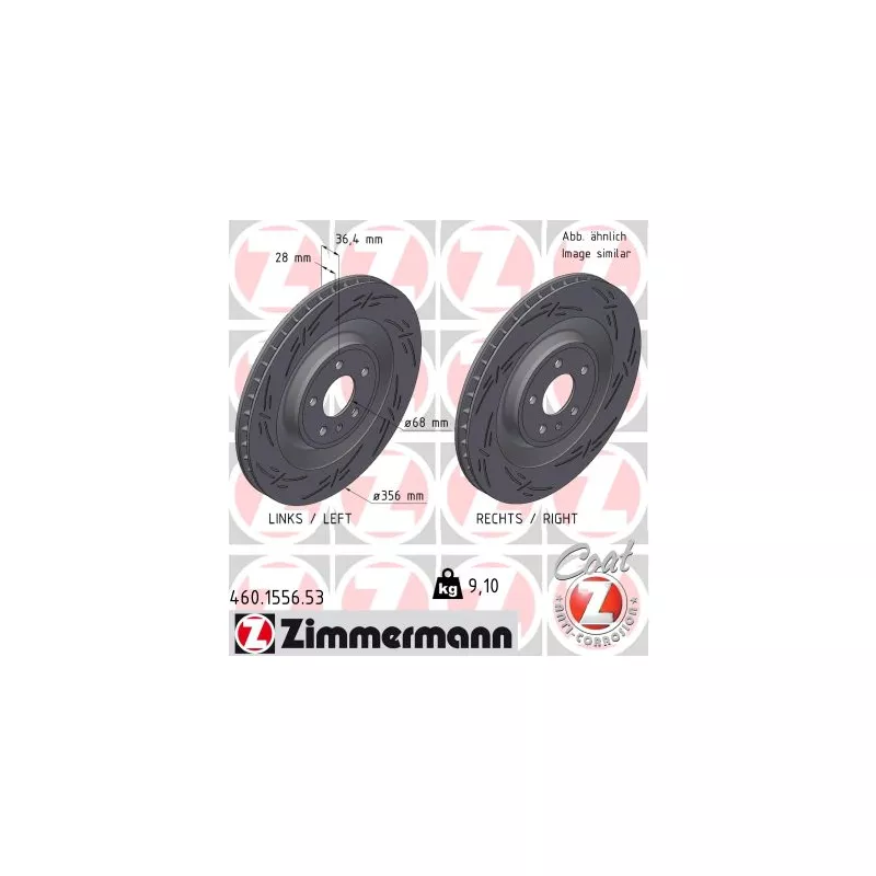 Jeu de 2 disques de frein arrière ZIMMERMANN 460.1556.53