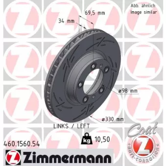 Disque de frein arrière gauche ZIMMERMANN 460.1560.54