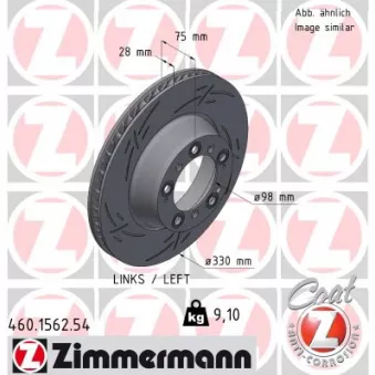 Disque de frein arrière gauche ZIMMERMANN 460.1562.54