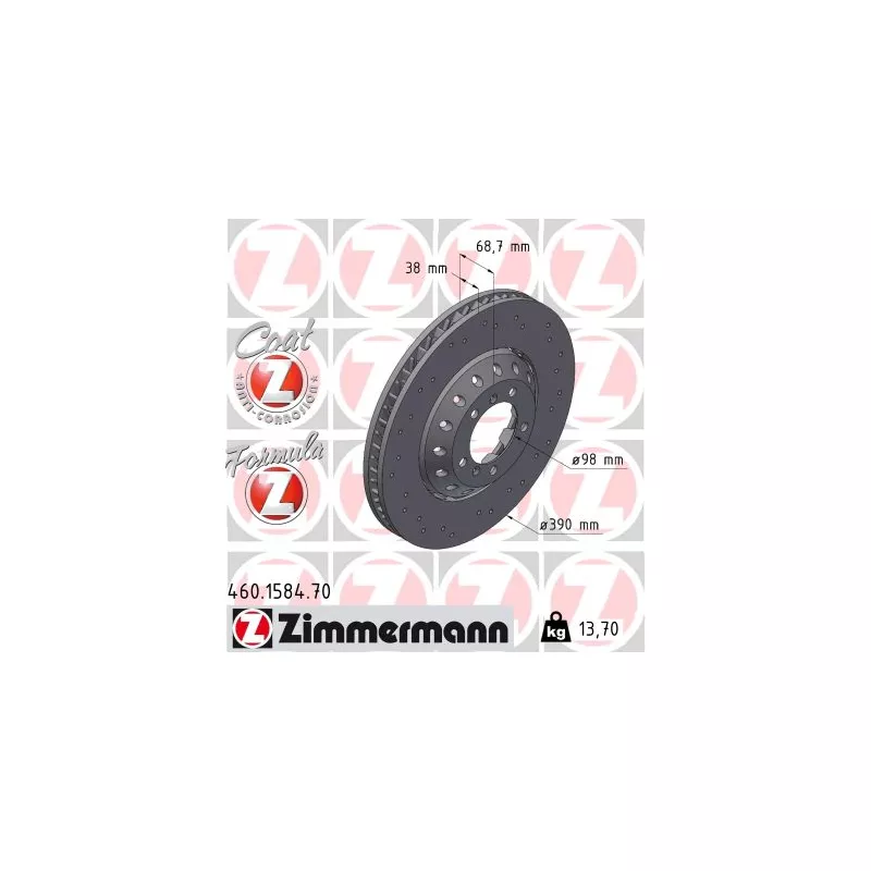 Disque de frein arrière gauche ZIMMERMANN 460.1584.70