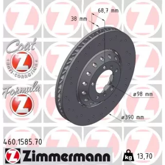 Disque de frein arrière droit ZIMMERMANN 460.1585.70