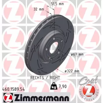 Disque de frein arrière gauche ZIMMERMANN 460.1589.54
