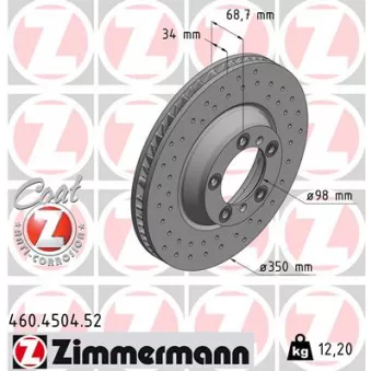 Disque de frein arrière gauche ZIMMERMANN 460.4504.52