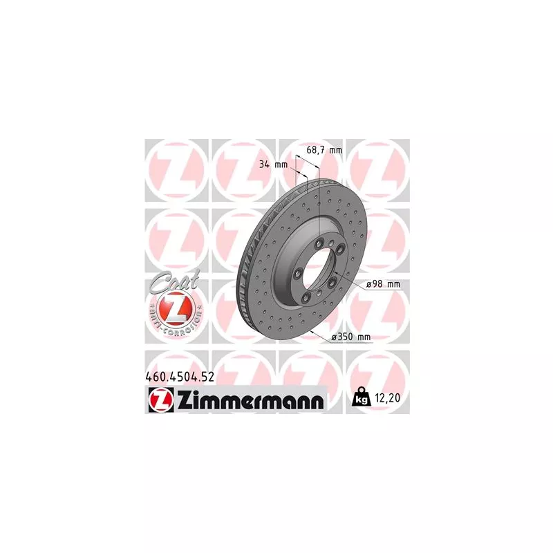 Disque de frein arrière gauche ZIMMERMANN 460.4504.52