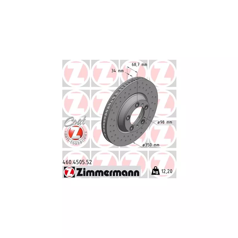 Disque de frein arrière droit ZIMMERMANN 460.4505.52