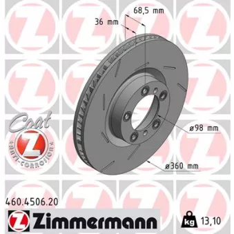 Disque de frein arrière gauche ZIMMERMANN 460.4506.20
