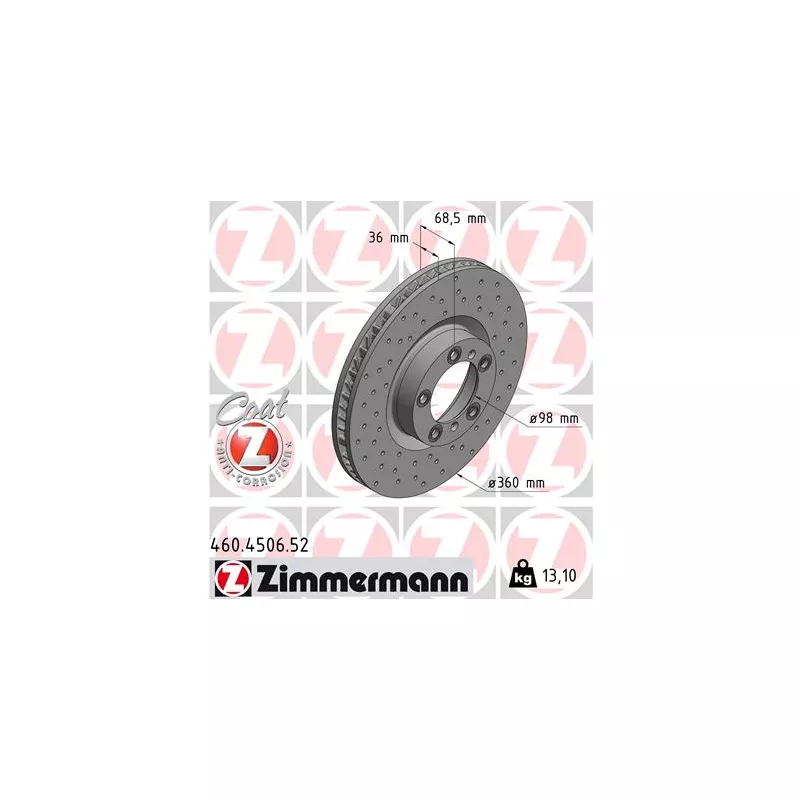 Disque de frein arrière gauche ZIMMERMANN 460.4506.52