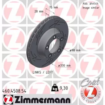 Disque de frein arrière gauche ZIMMERMANN 460.4508.54