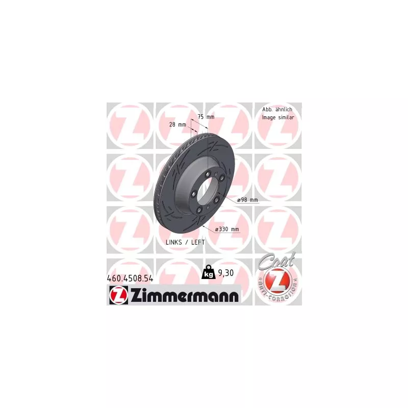 Disque de frein arrière gauche ZIMMERMANN 460.4508.54