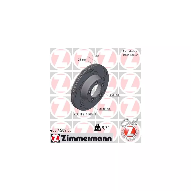 Disque de frein arrière droit ZIMMERMANN 460.4509.55