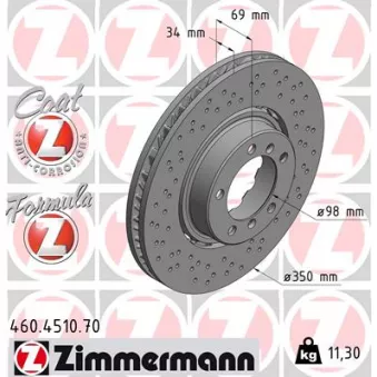 Disque de frein arrière gauche ZIMMERMANN 460.4510.70