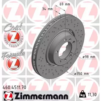 Disque de frein arrière droit ZIMMERMANN 460.4511.70