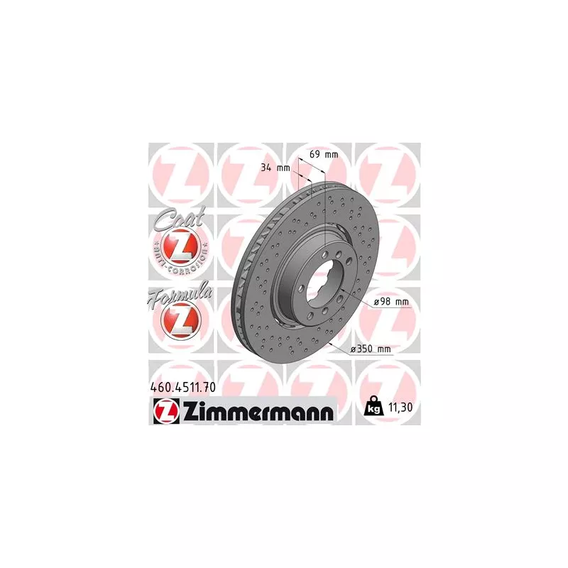 Disque de frein arrière droit ZIMMERMANN 460.4511.70
