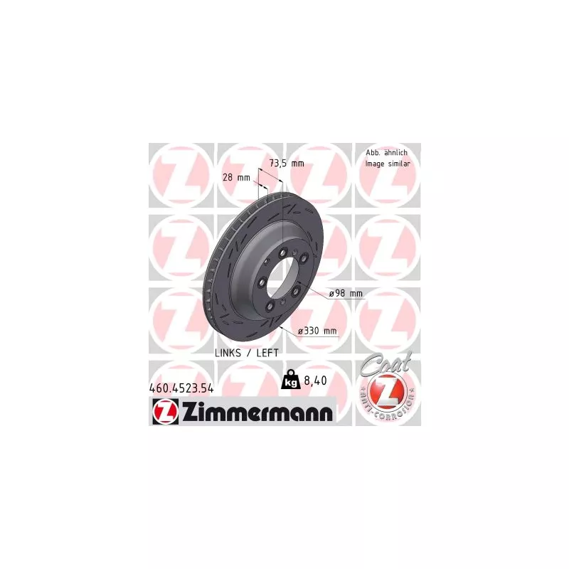 Disque de frein arrière gauche ZIMMERMANN 460.4523.54