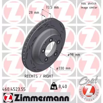 Disque de frein arrière droit ZIMMERMANN 460.4523.55