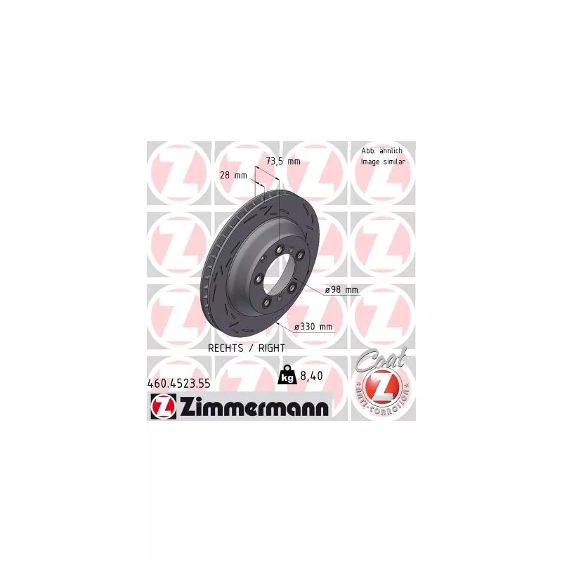Disque de frein arrière droit ZIMMERMANN 460.4523.55