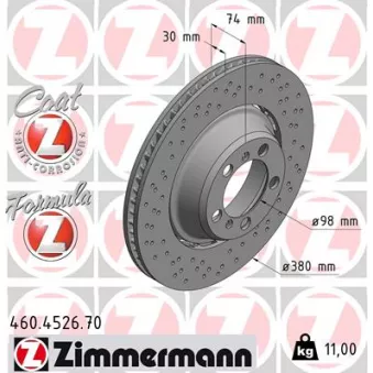 Disque de frein arrière gauche ZIMMERMANN 460.4526.70