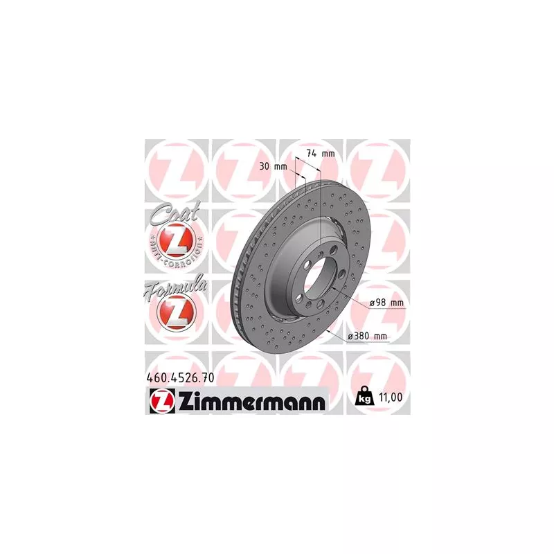 Disque de frein arrière gauche ZIMMERMANN 460.4526.70