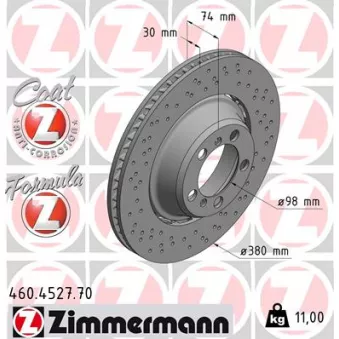 Disque de frein arrière droit ZIMMERMANN 460.4527.70