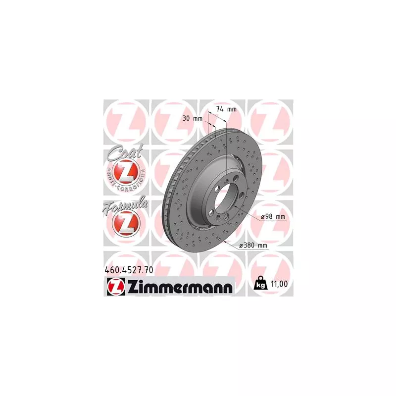 Disque de frein arrière droit ZIMMERMANN 460.4527.70