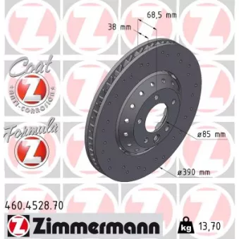 Disque de frein arrière gauche ZIMMERMANN 460.4528.70