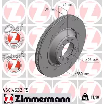 Disque de frein arrière gauche ZIMMERMANN 460.4532.75