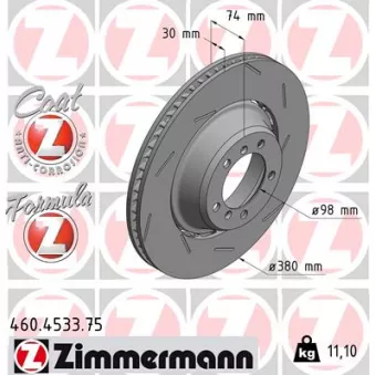 Disque de frein arrière droit ZIMMERMANN 460.4533.75